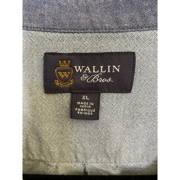 Wallin & Bros Mens Blue Short Sleeve Button-Up Shirt XL Lightweight Cotton - Picture 4 of 6